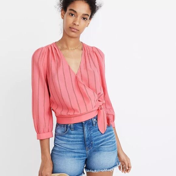 Madewell Wrap Top in Cecilia Stripe - Picture 3 of 4